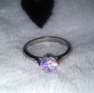 1 karat cubic zirconia stainless steel ring